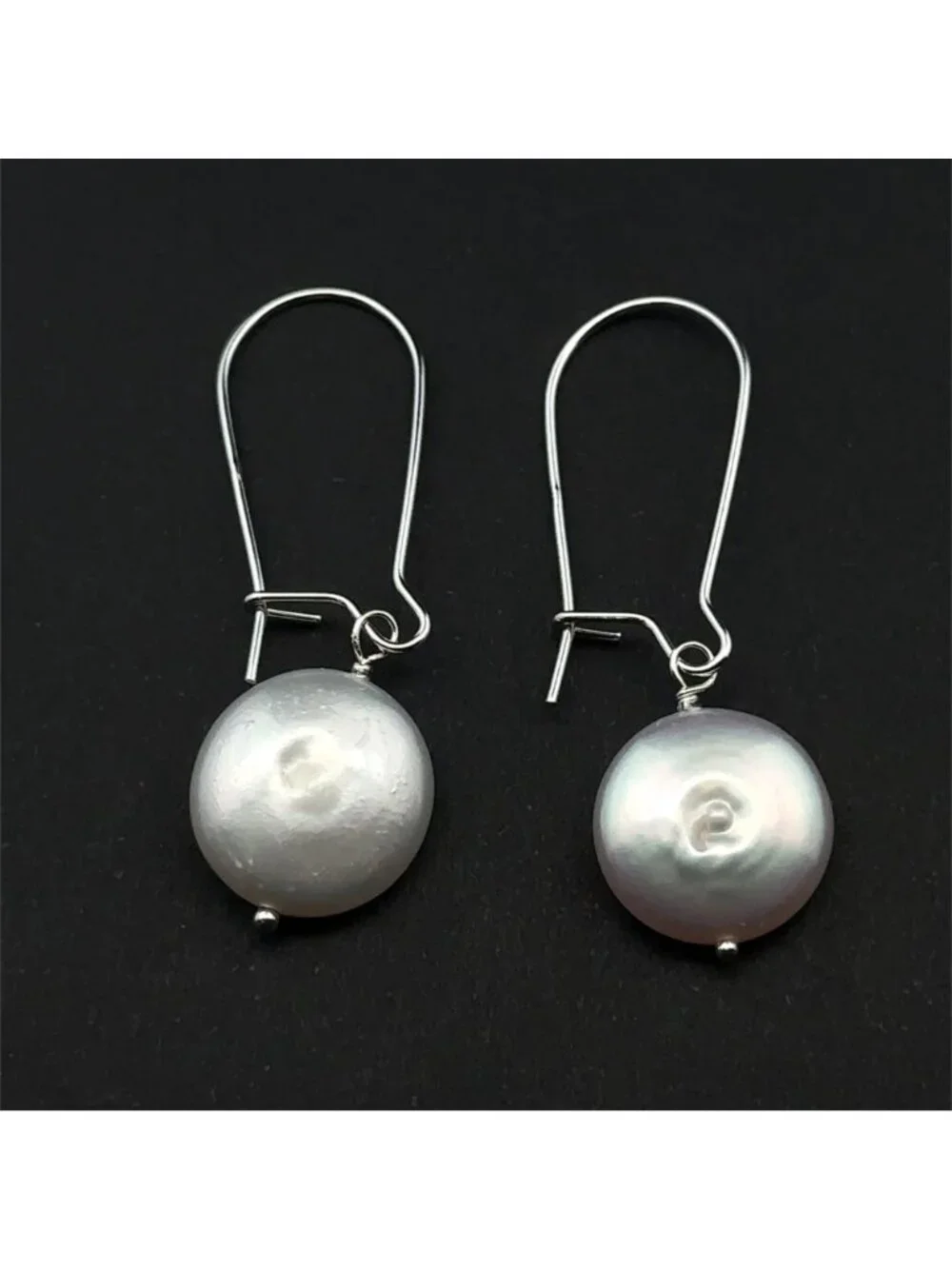925 Sterling Silver Earrings Kidney EarWire Freshwater Coin Interchangeable Modu - Picture 2 of 6